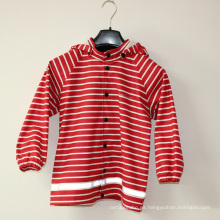 Red Stripe Reflective PU Rain Jacket / Impermeable
